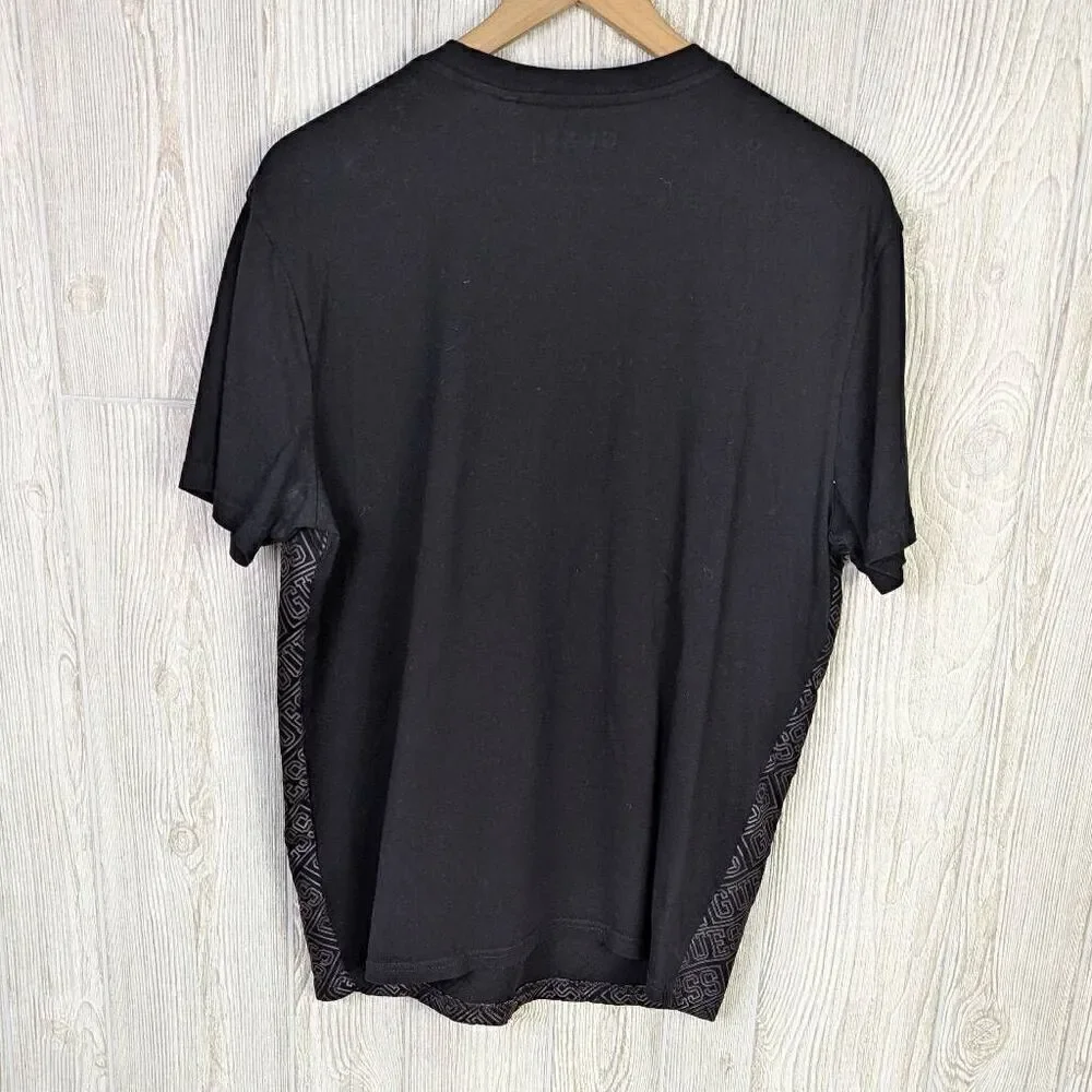 Guess Men’s Large Black Grey Signature Logo Short Sleeve T-Shirt Crewneck - Picture 2 of 5